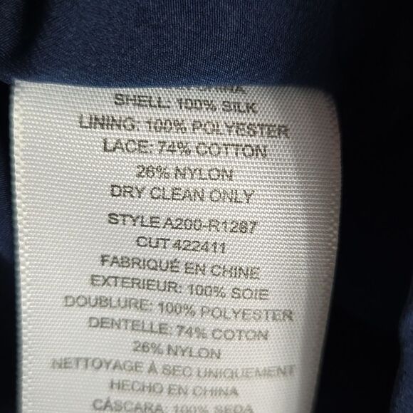 Joie Navy Jevin Silk Romper Pockets Long Sheer Sleeves Floral Lace Short Jumper - Picture 13 of 15